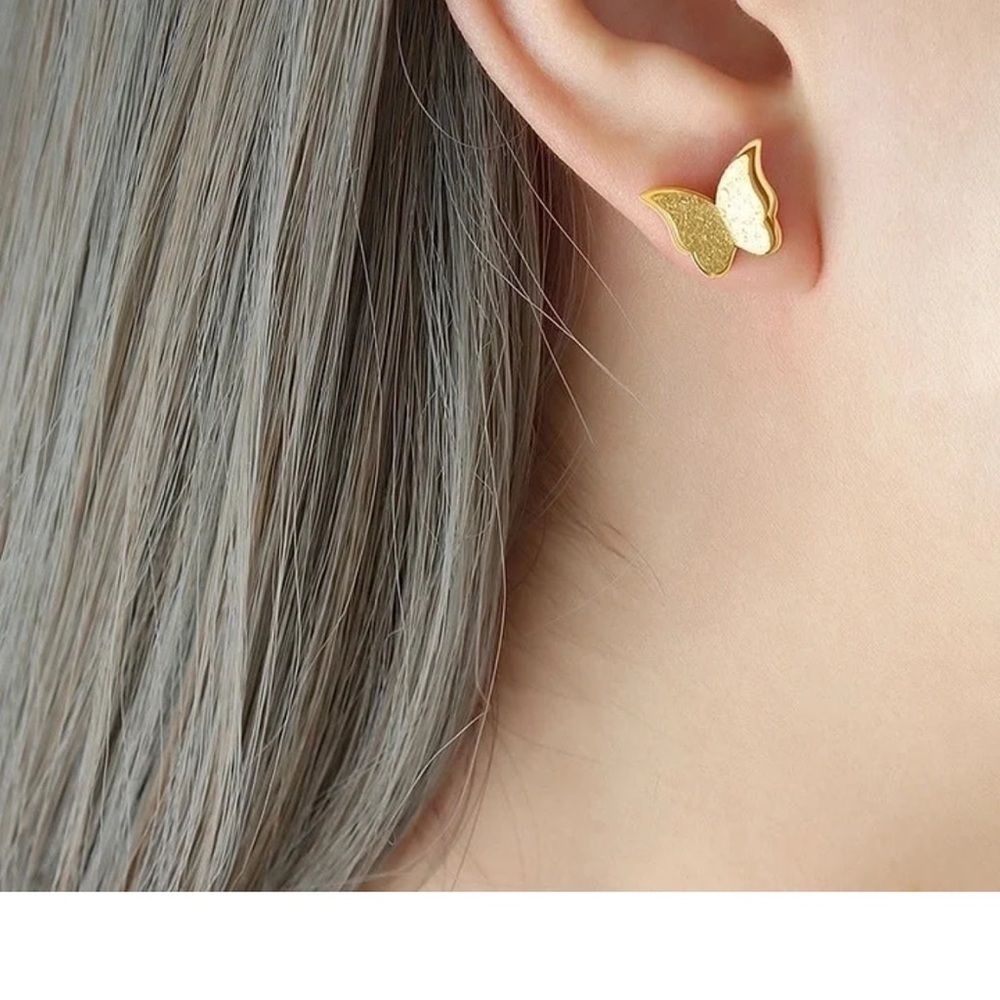 Fashion Jewelry Gold Butterfly Stud Earrings